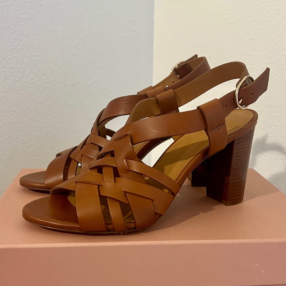 Sezane Estelle High Sandals Shoes, Camel, Tan, EU 38/US 7/UK 5 - NWT